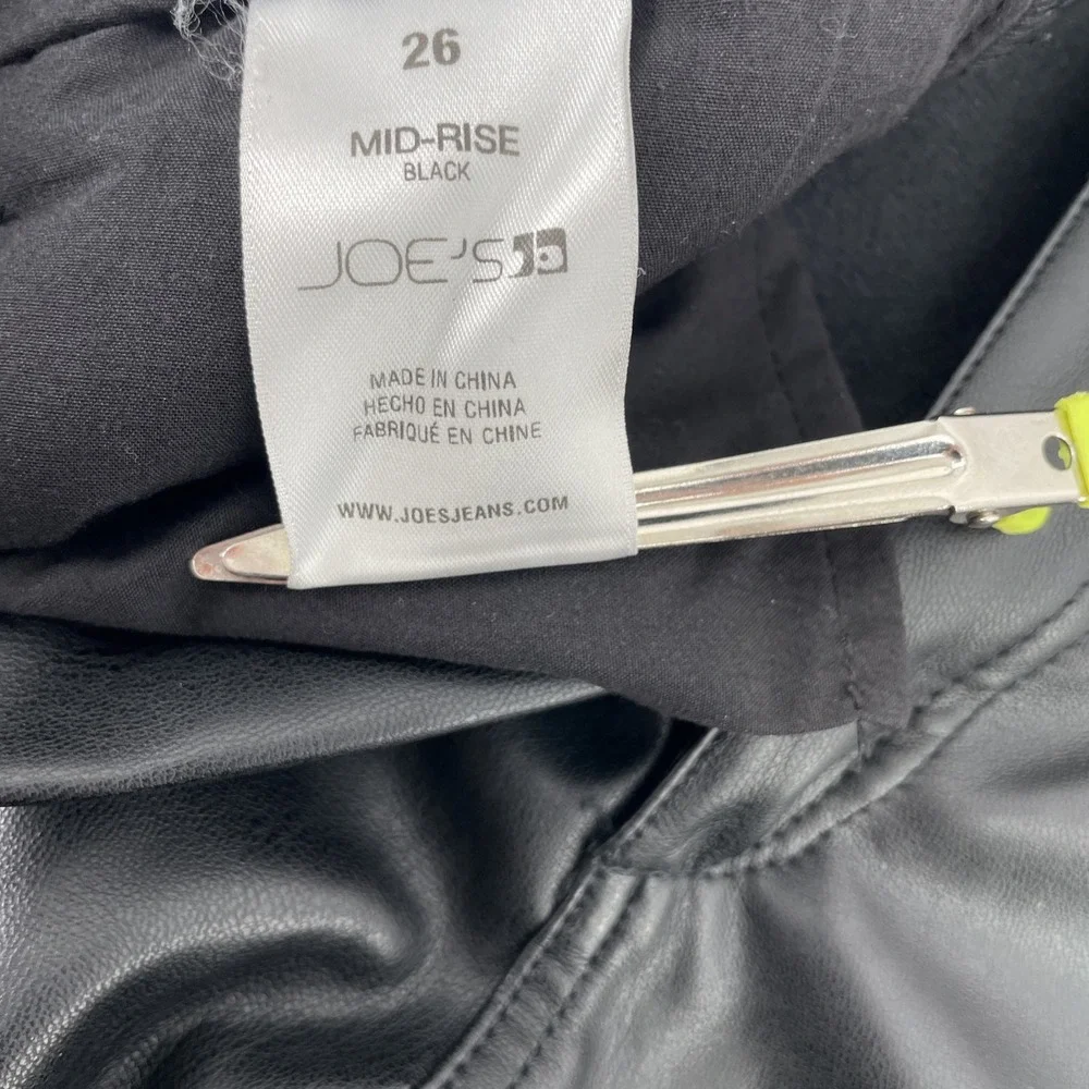 Joe's Jeans Vegan Leather‎ Pants Jeans Women's 26 Black Straight Leg Mid Rise